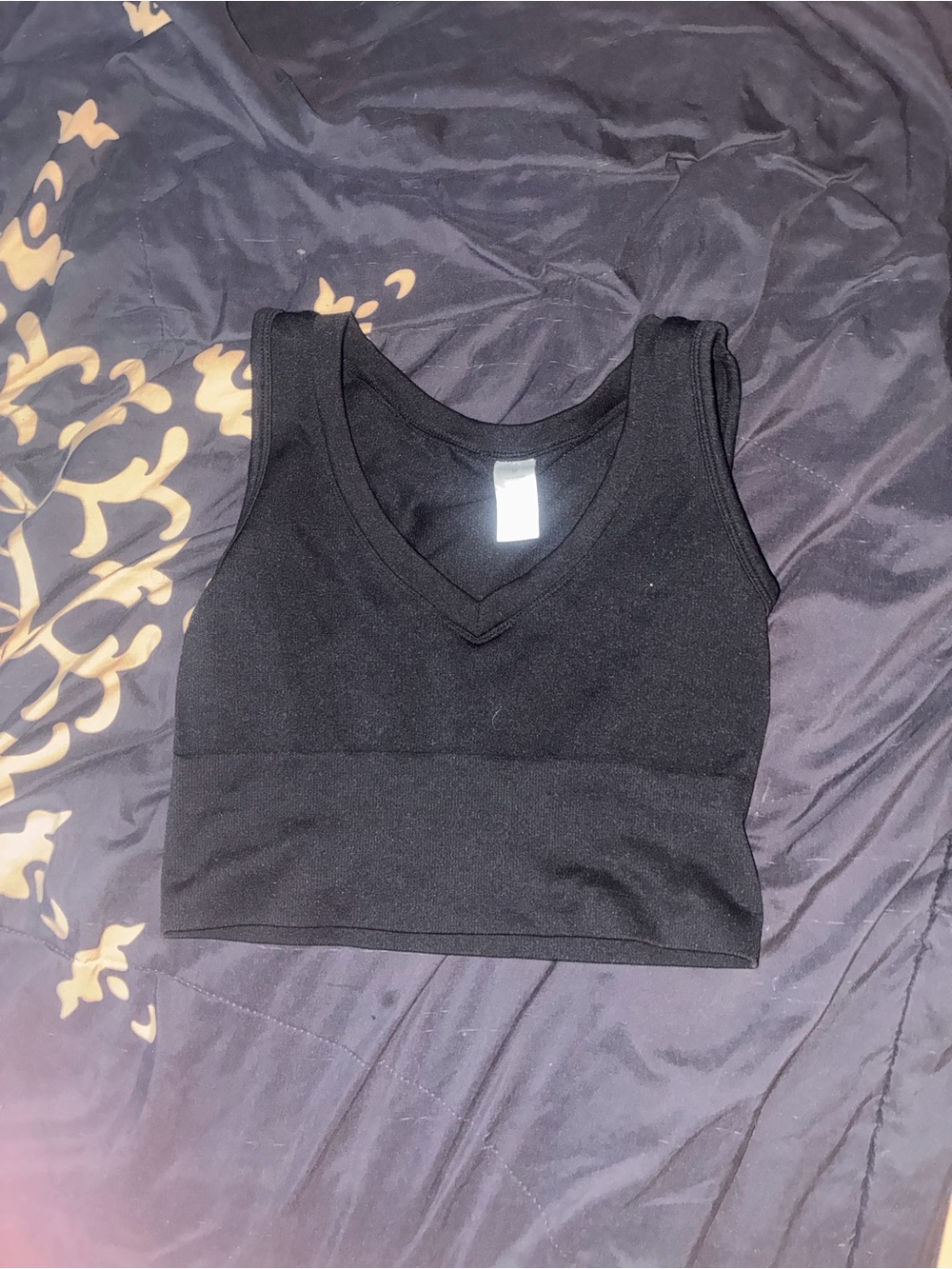 Women's Black V-Neck Crop Tank Top